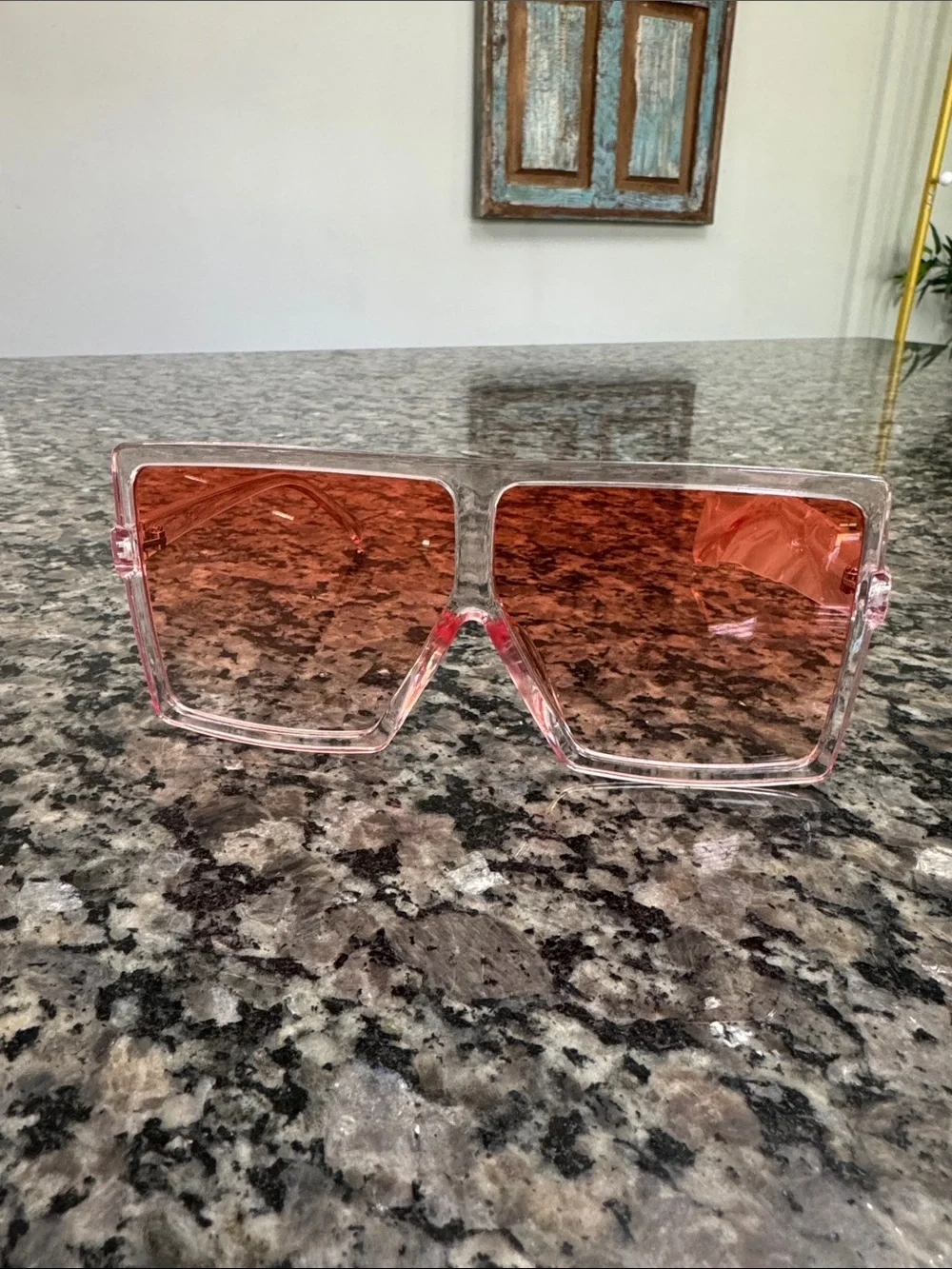 Oversized Transparent Pink Square Sunglasses